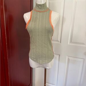 We The Free Olive and Orange Tank Top